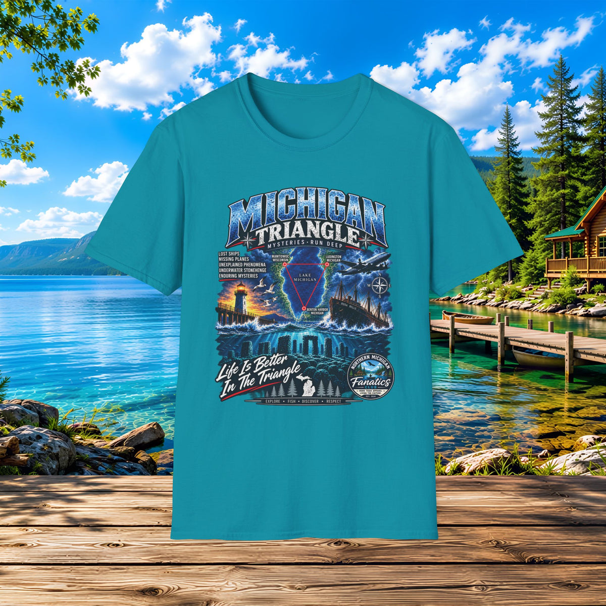 Michigan Triangle Graphic T-Shirt — Lake Life Mystery / 'Life is Better in the Triangle'