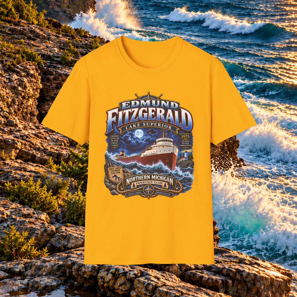 Edmund Fitzgerald Lake Superior T-Shirt — Northern Michigan Shipwreck Tribute