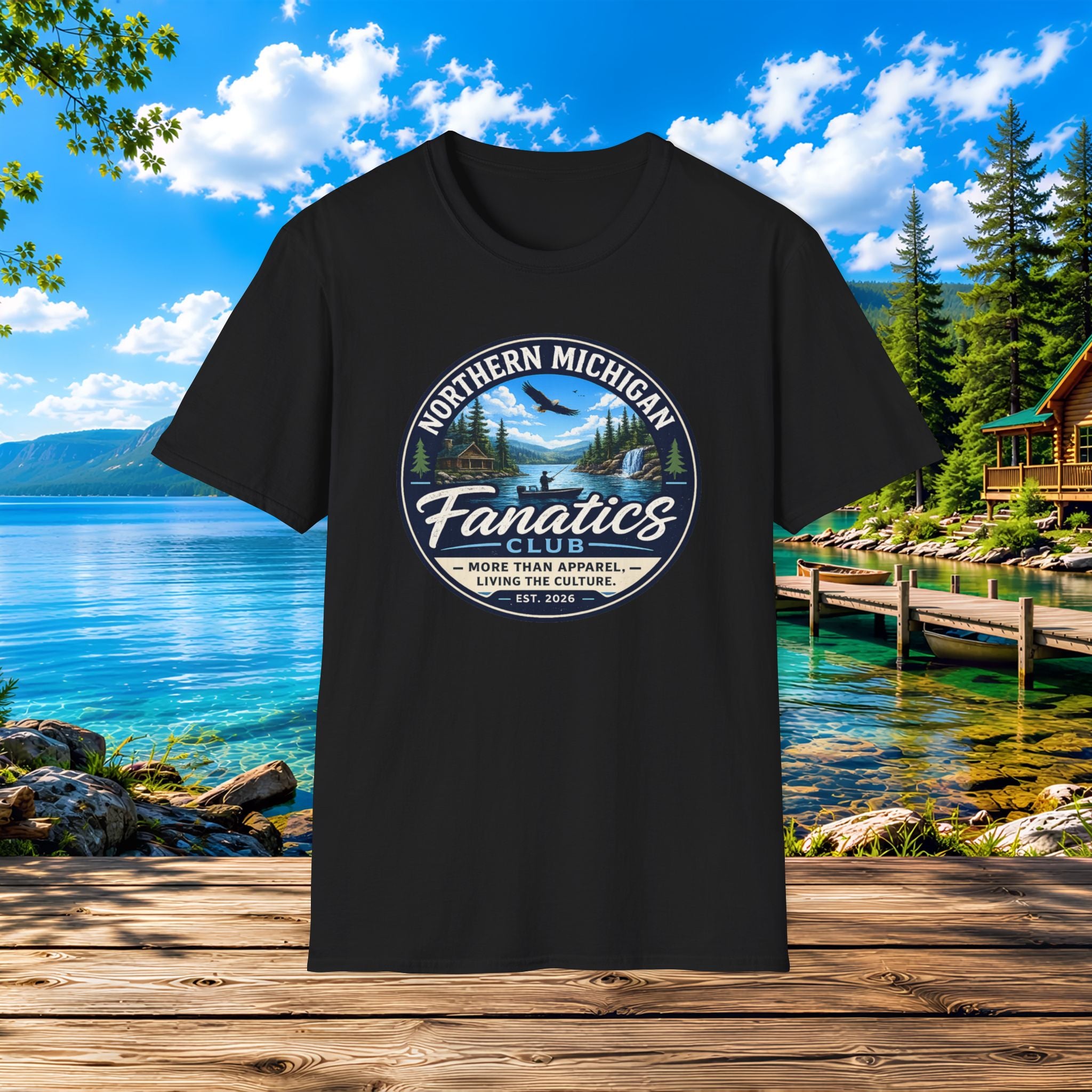 Northern Michigan Fanatics T-Shirt — Outdoor Lake & Eagle Graphic