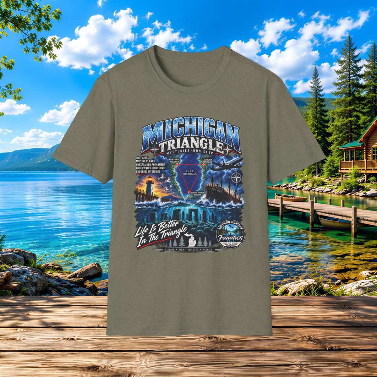 Michigan Triangle Graphic T-Shirt — Lake Life Mystery / 'Life is Better in the Triangle'