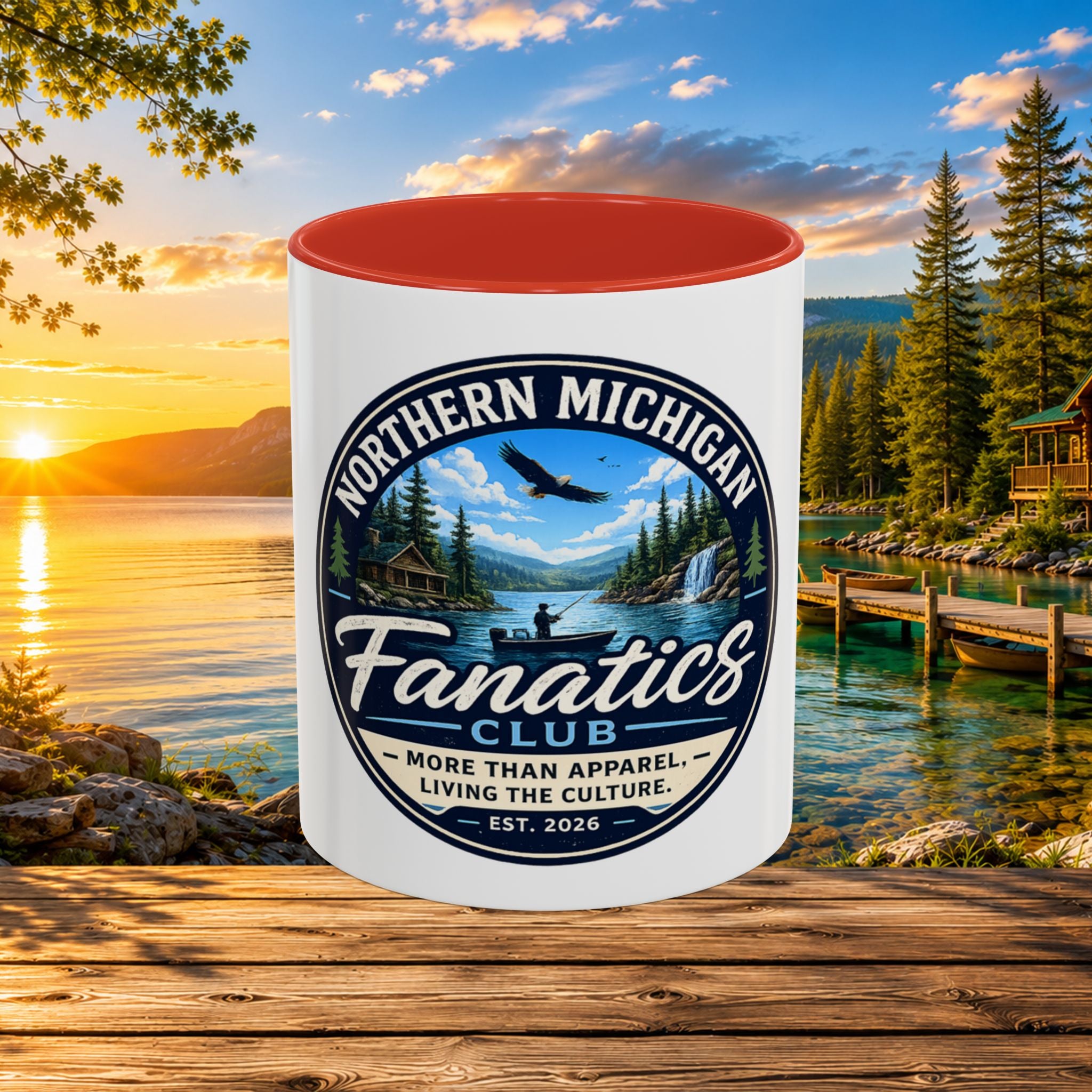 Northern Michigan Fanatics Club Coffee Mug – Scenic Lake Cabin Design (11/15oz)