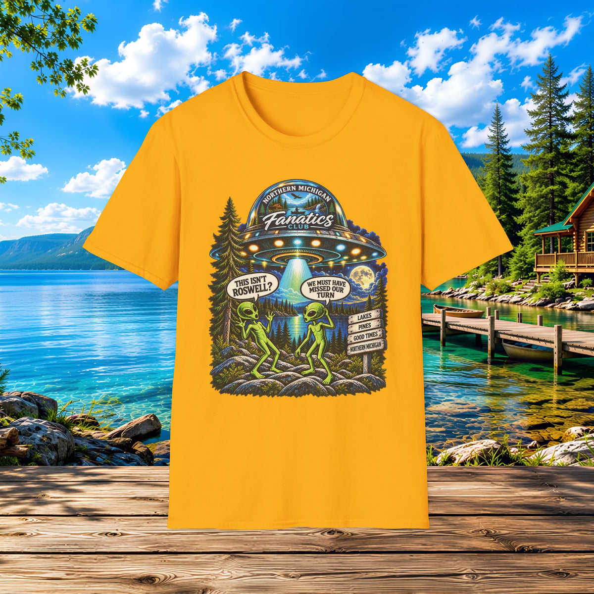 Alien Roadtrip T-Shirt — Roswell UFO Scene Graphic Tee