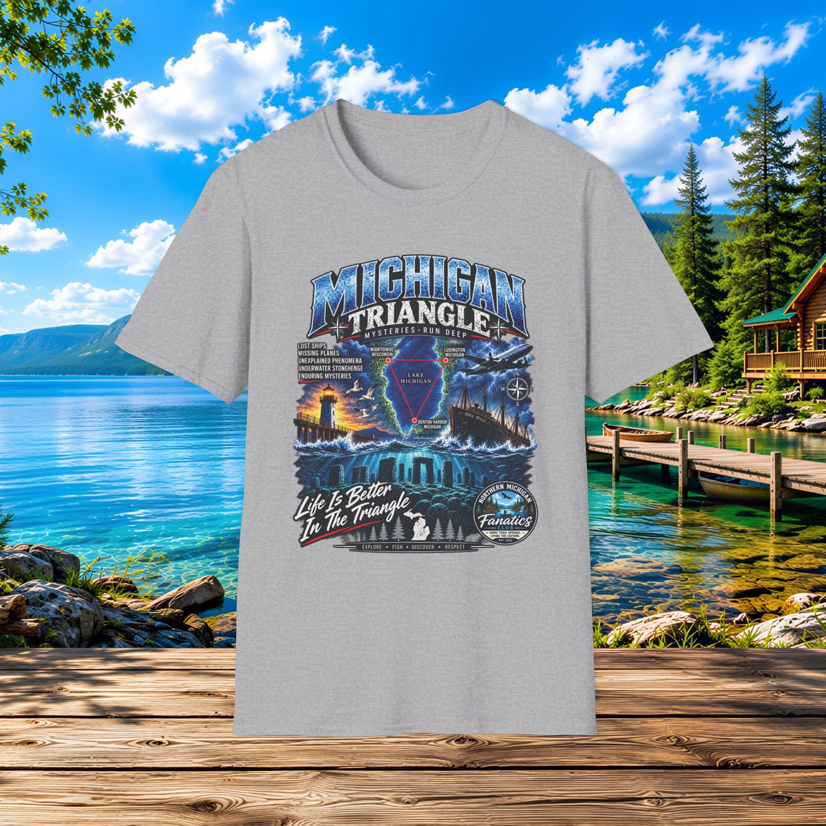 Michigan Triangle Graphic T-Shirt — Lake Life Mystery / 'Life is Better in the Triangle'