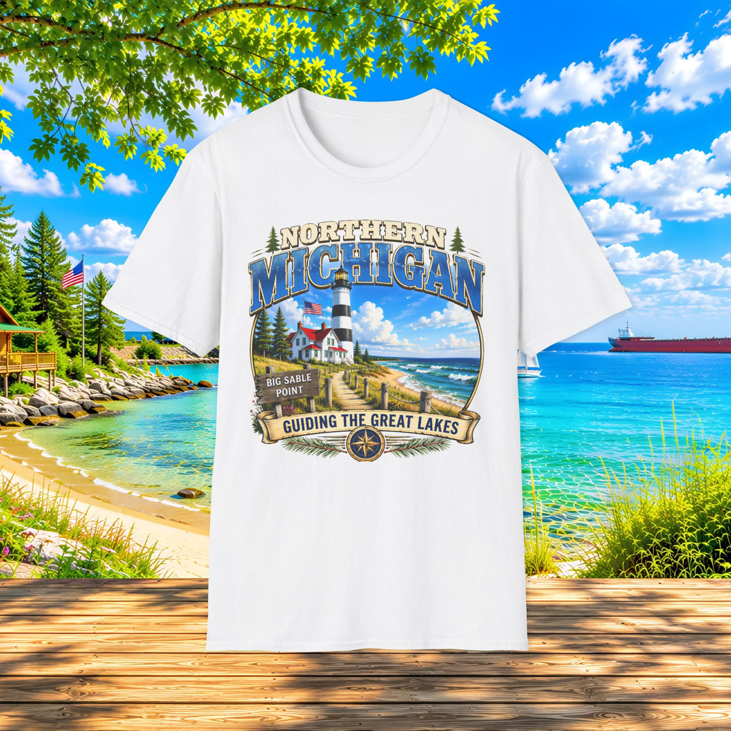 Northern Michigan Lighthouse T-Shirt — Scenic Great Lakes Travel Tee