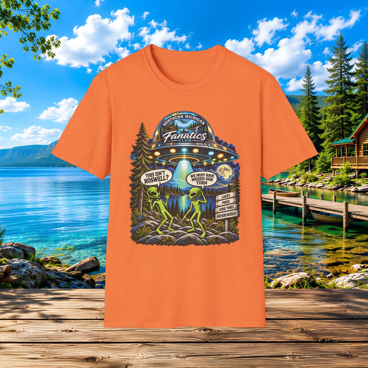 Alien Roadtrip T-Shirt — Roswell UFO Scene Graphic Tee
