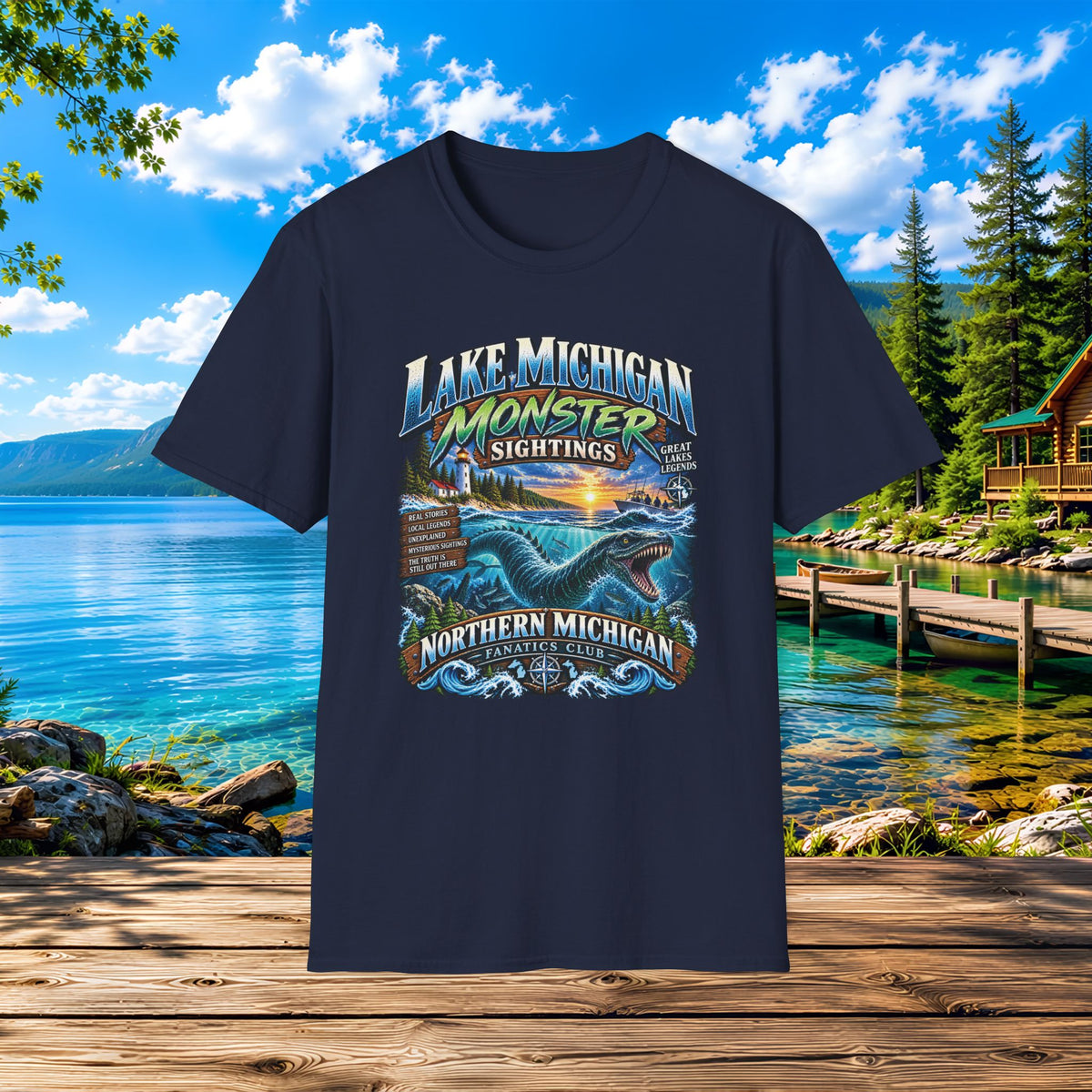 Lake Michigan Monster Sightings T-Shirt — Northern Michigan Retro Lake Tee