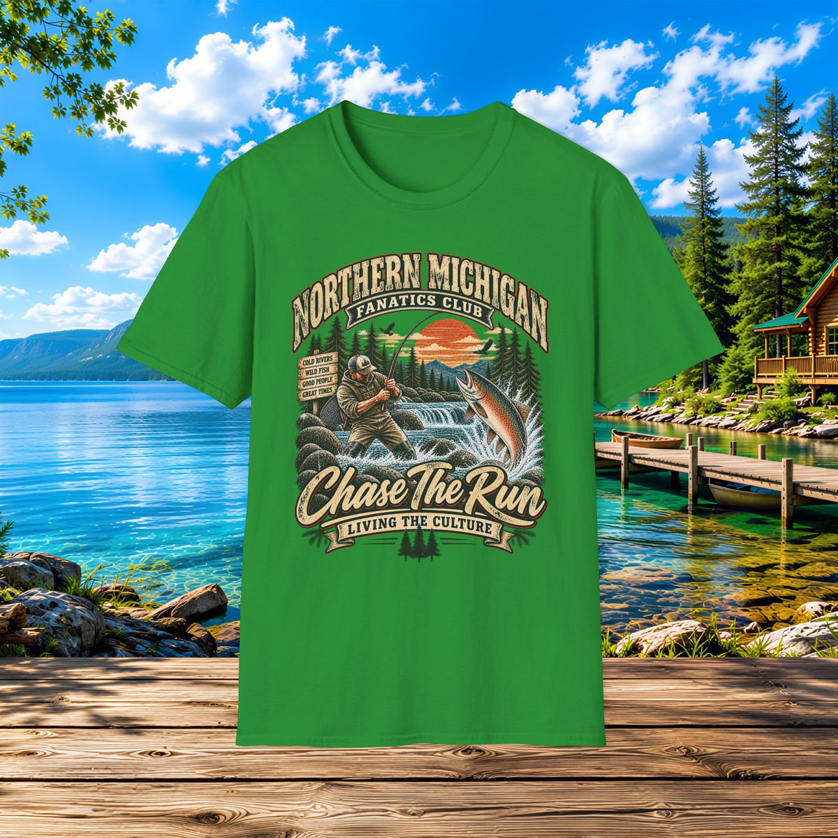 Northern Michigan Fishing T-Shirt — "Chase The Run" Outdoor Angler Tee