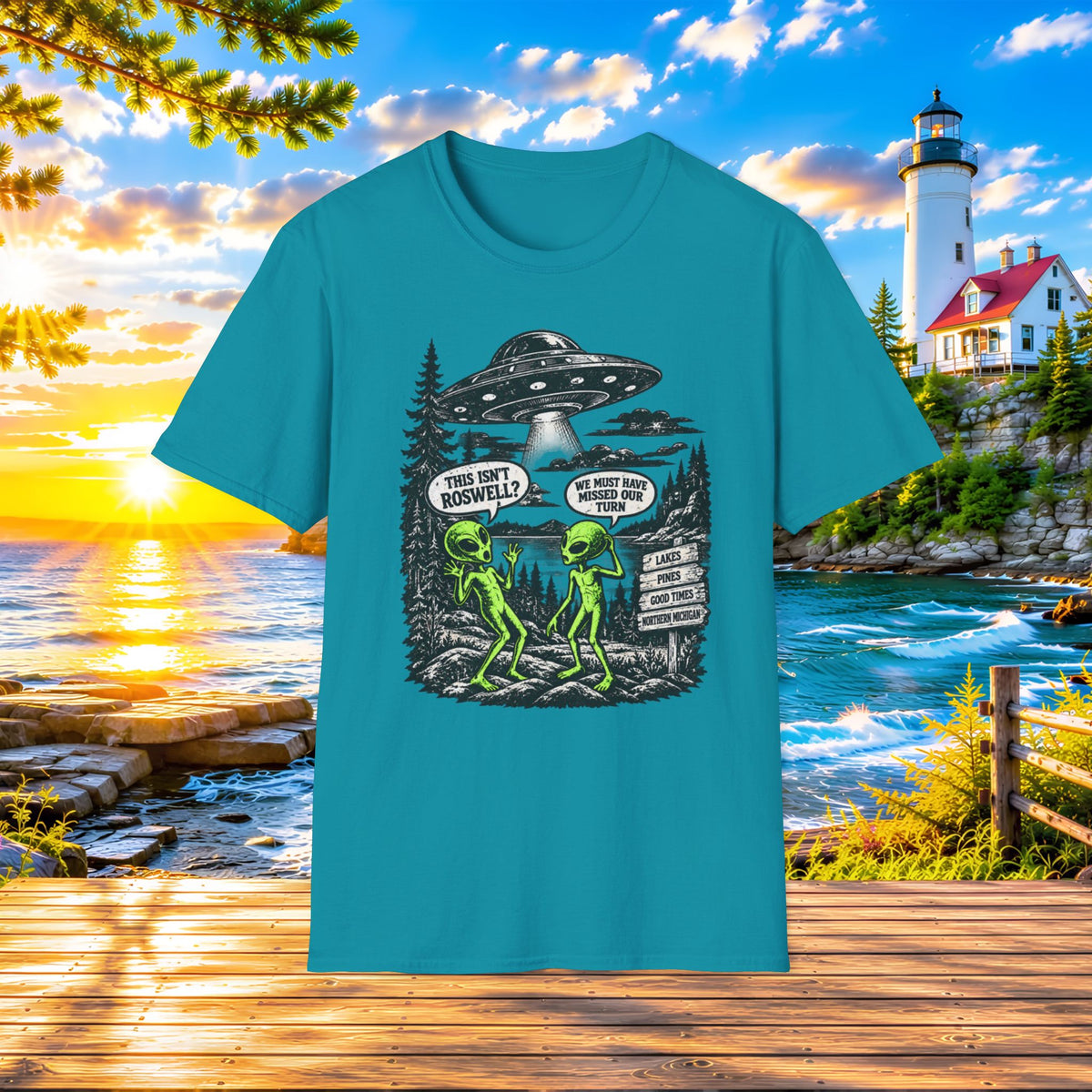 Alien Road Trip T-Shirt — "This Isn't Roswell?" Funny UFO Graphic Tee