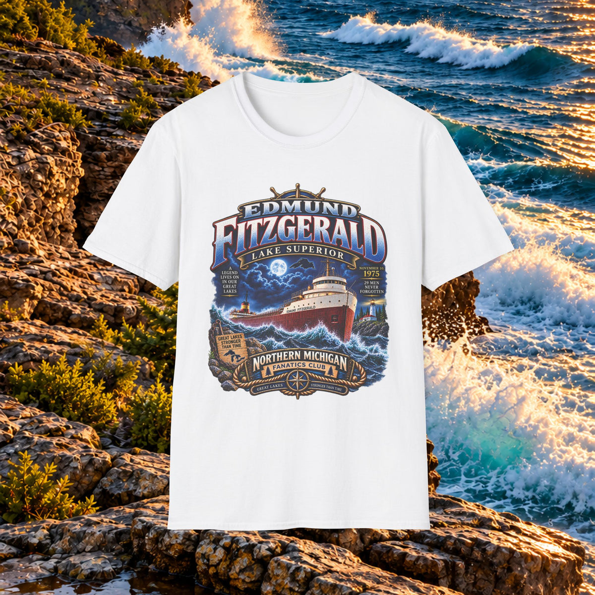 Edmund Fitzgerald Lake Superior T-Shirt — Northern Michigan Shipwreck Tribute