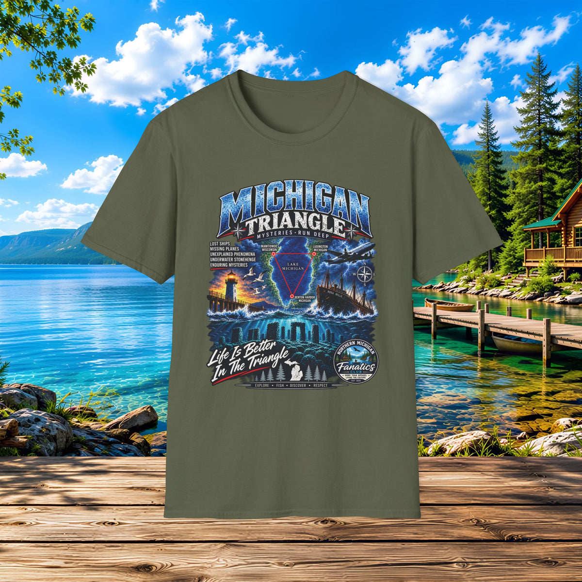 Michigan Triangle Graphic T-Shirt — Lake Life Mystery / 'Life is Better in the Triangle'