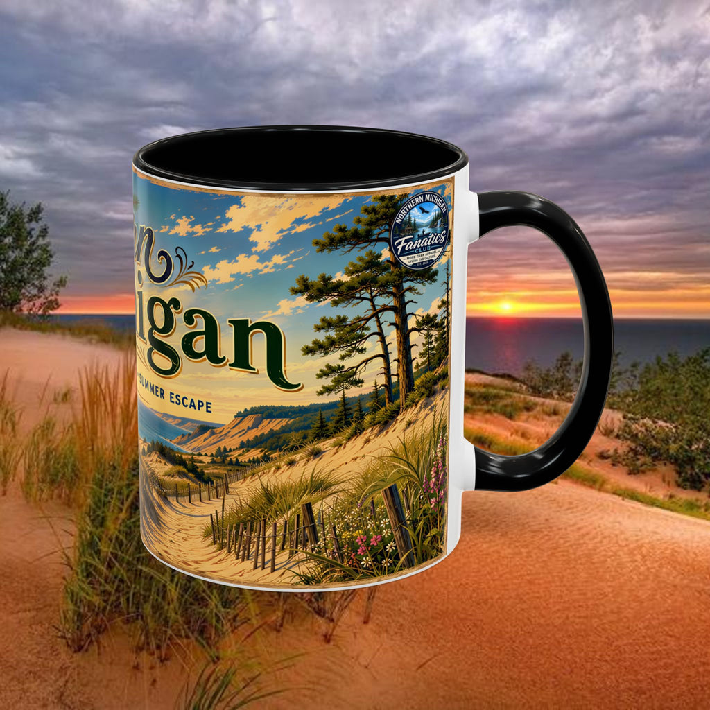 Northern Michigan Coffee Mug — Scenic Dunes Sunset Accent Mug (11/15oz)