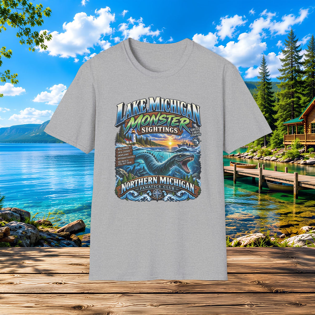Lake Michigan Monster Sightings T-Shirt — Northern Michigan Retro Lake Tee