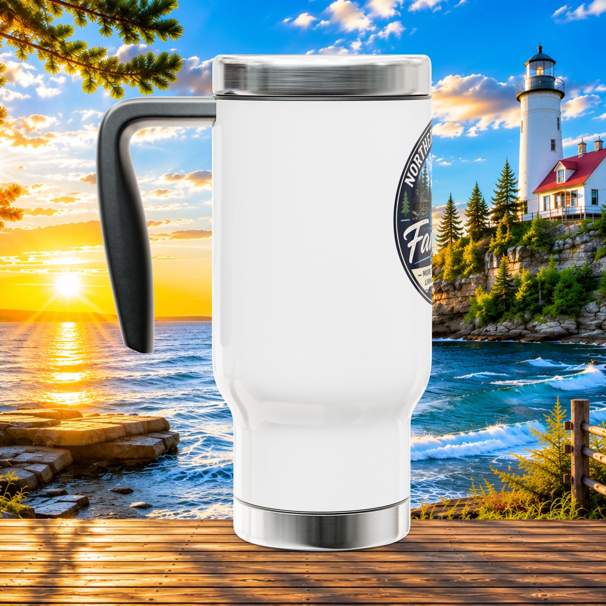 Northern Michigan Fanatics Club 14oz Stainless Travel Mug with Handle