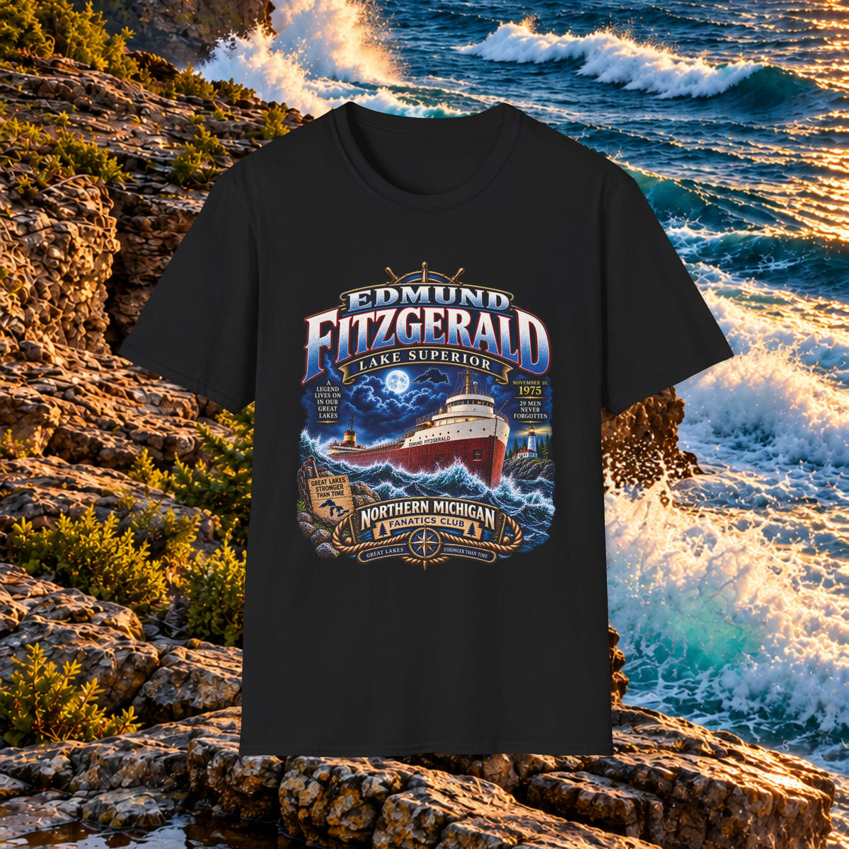 Edmund Fitzgerald Lake Superior T-Shirt — Northern Michigan Shipwreck Tribute