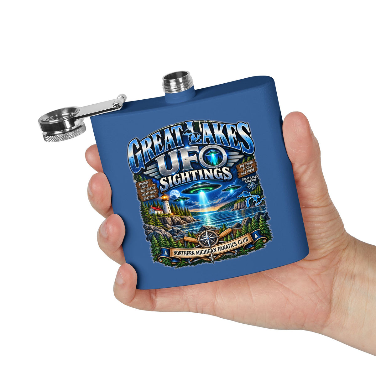 Flask — Great Lakes UFO Sightings 6oz Stainless Steel Hip Flask