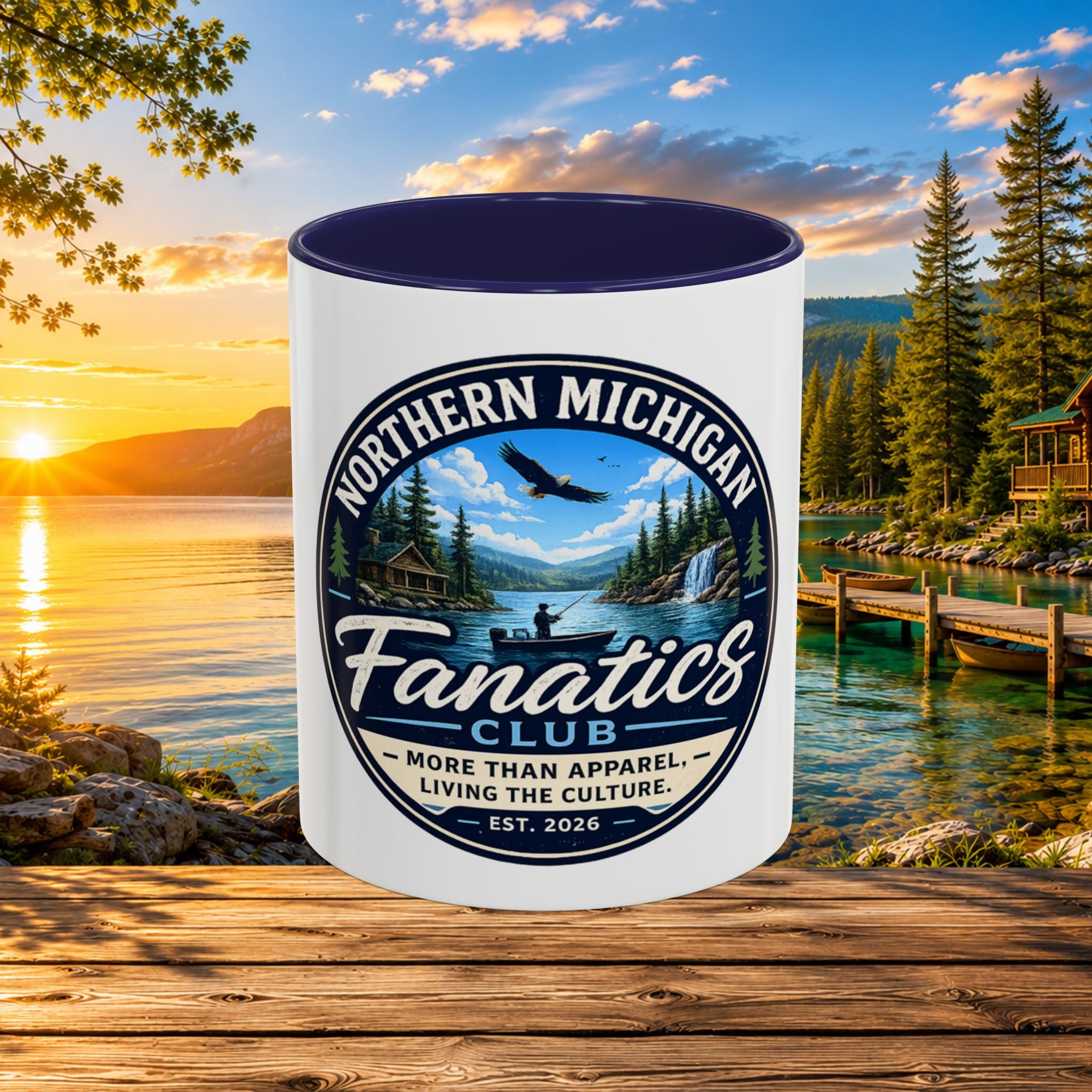 Northern Michigan Fanatics Club Coffee Mug – Scenic Lake Cabin Design (11/15oz)
