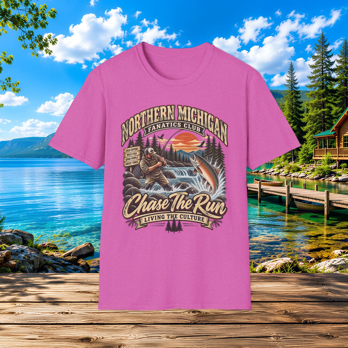 Northern Michigan Fishing T-Shirt — "Chase The Run" Outdoor Angler Tee