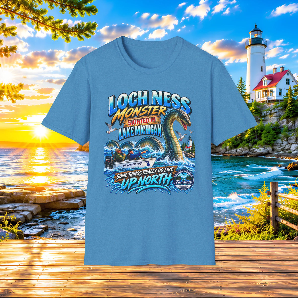 Loch Ness Monster Sighted in Lake Michigan T-Shirt — Funny Retro Nautical Graphic Tee