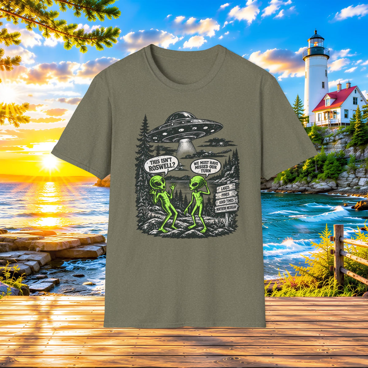 Alien Road Trip T-Shirt — "This Isn't Roswell?" Funny UFO Graphic Tee