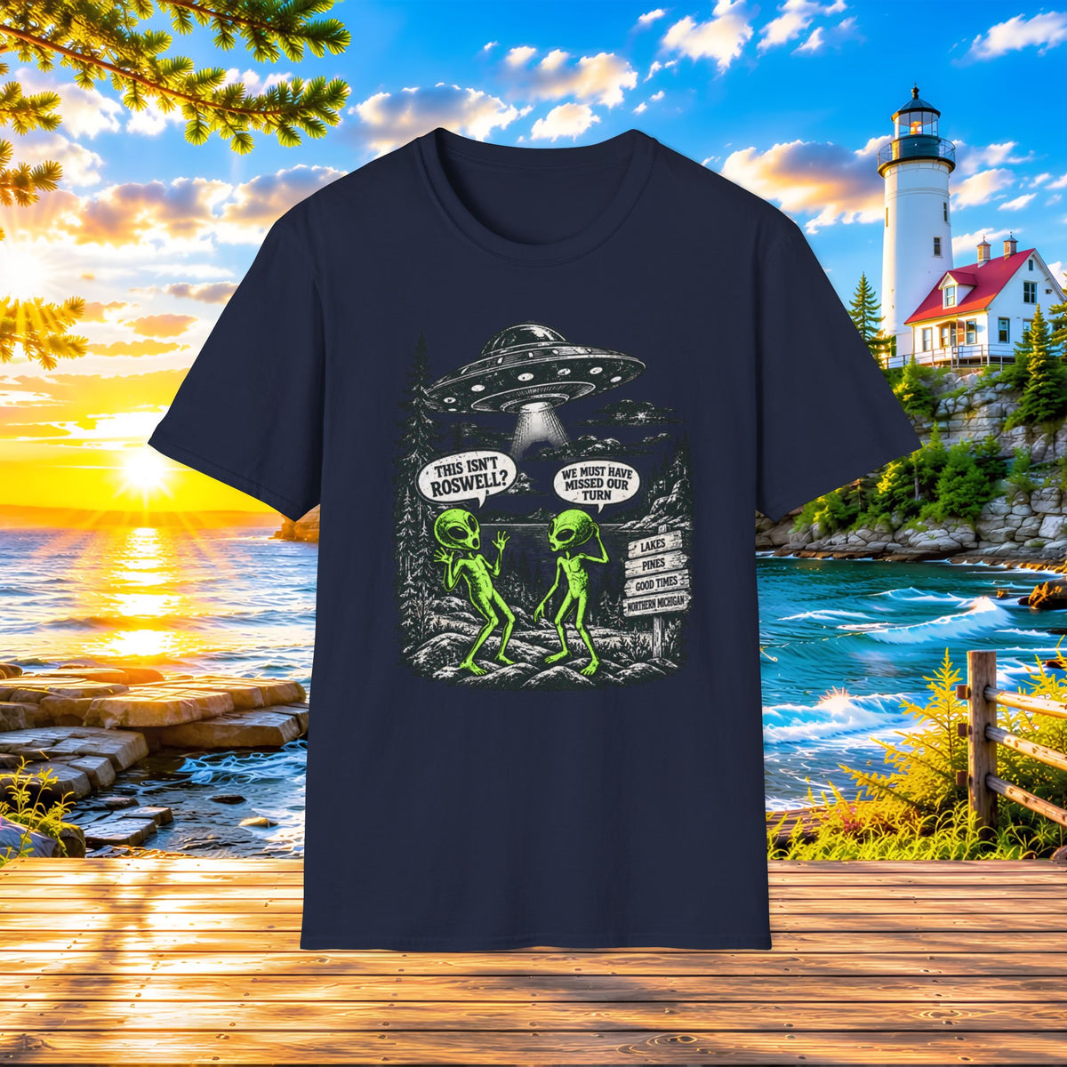 Alien Road Trip T-Shirt — "This Isn't Roswell?" Funny UFO Graphic Tee