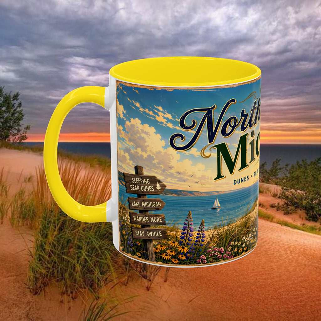 Northern Michigan Coffee Mug — Scenic Dunes Sunset Accent Mug (11/15oz)