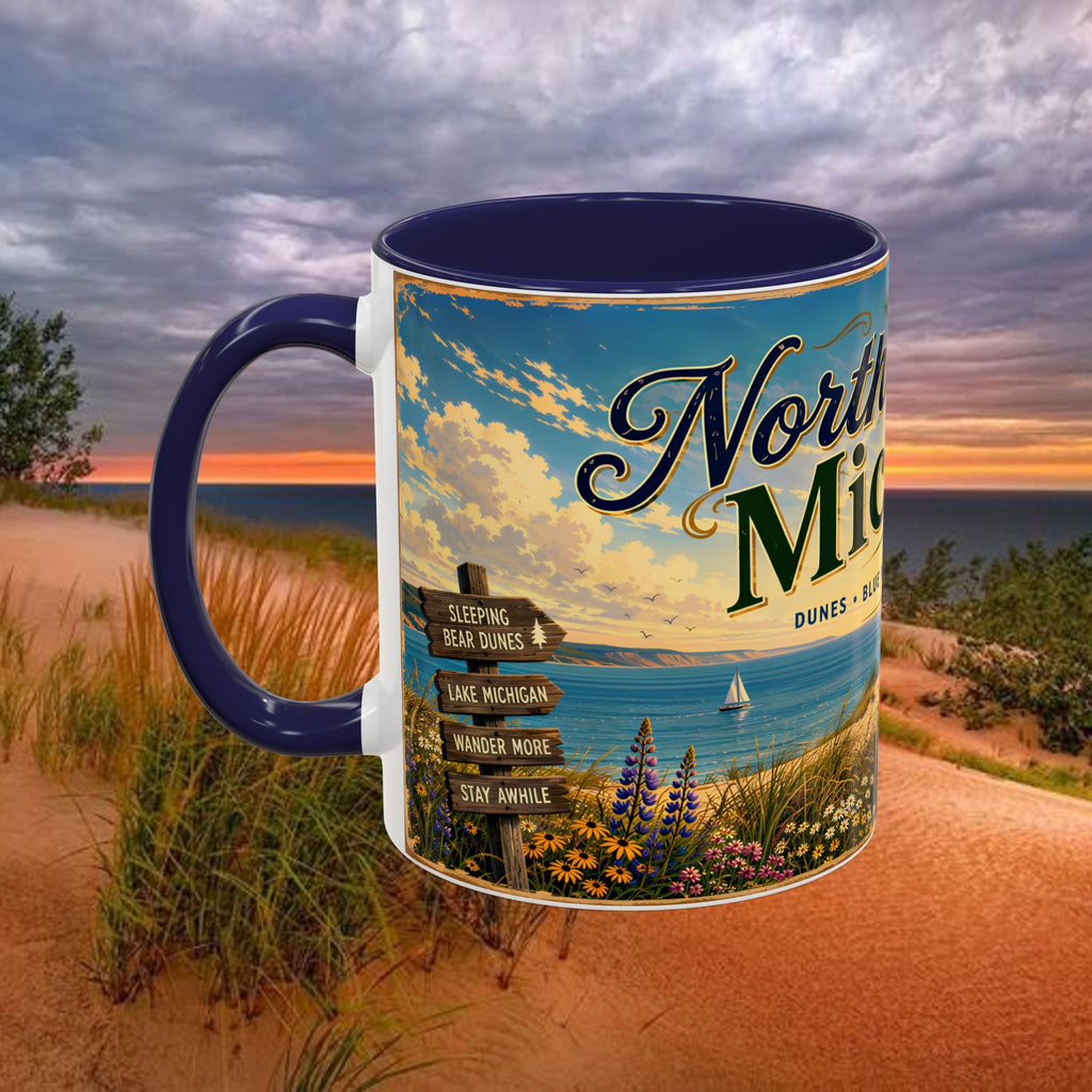 Northern Michigan Coffee Mug — Scenic Dunes Sunset Accent Mug (11/15oz)