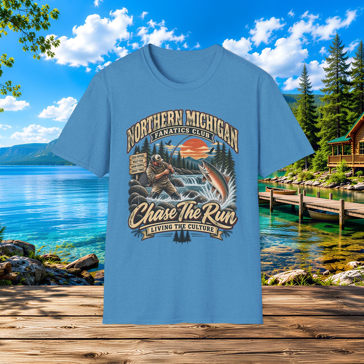 Northern Michigan Fishing T-Shirt — "Chase The Run" Outdoor Angler Tee