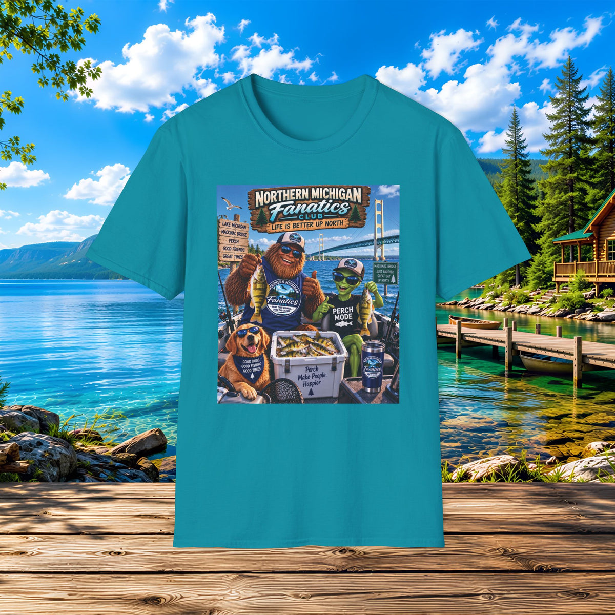 Northern Michigan Bigfoot & Alien Fishing T-Shirt — Lake Life Outdoors Tee