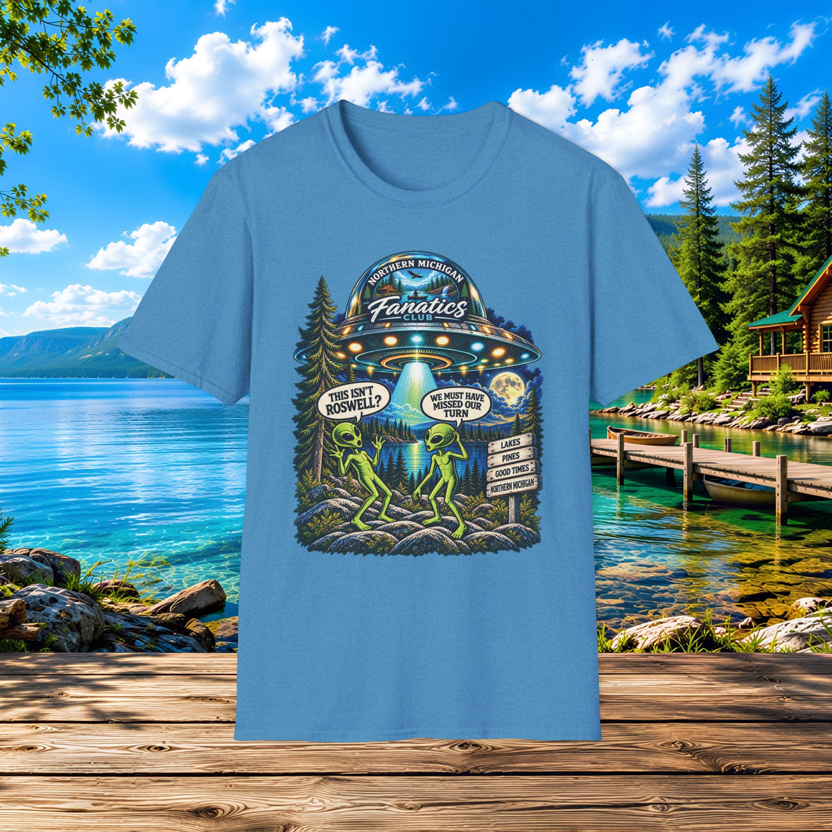 Alien Roadtrip T-Shirt — Roswell UFO Scene Graphic Tee
