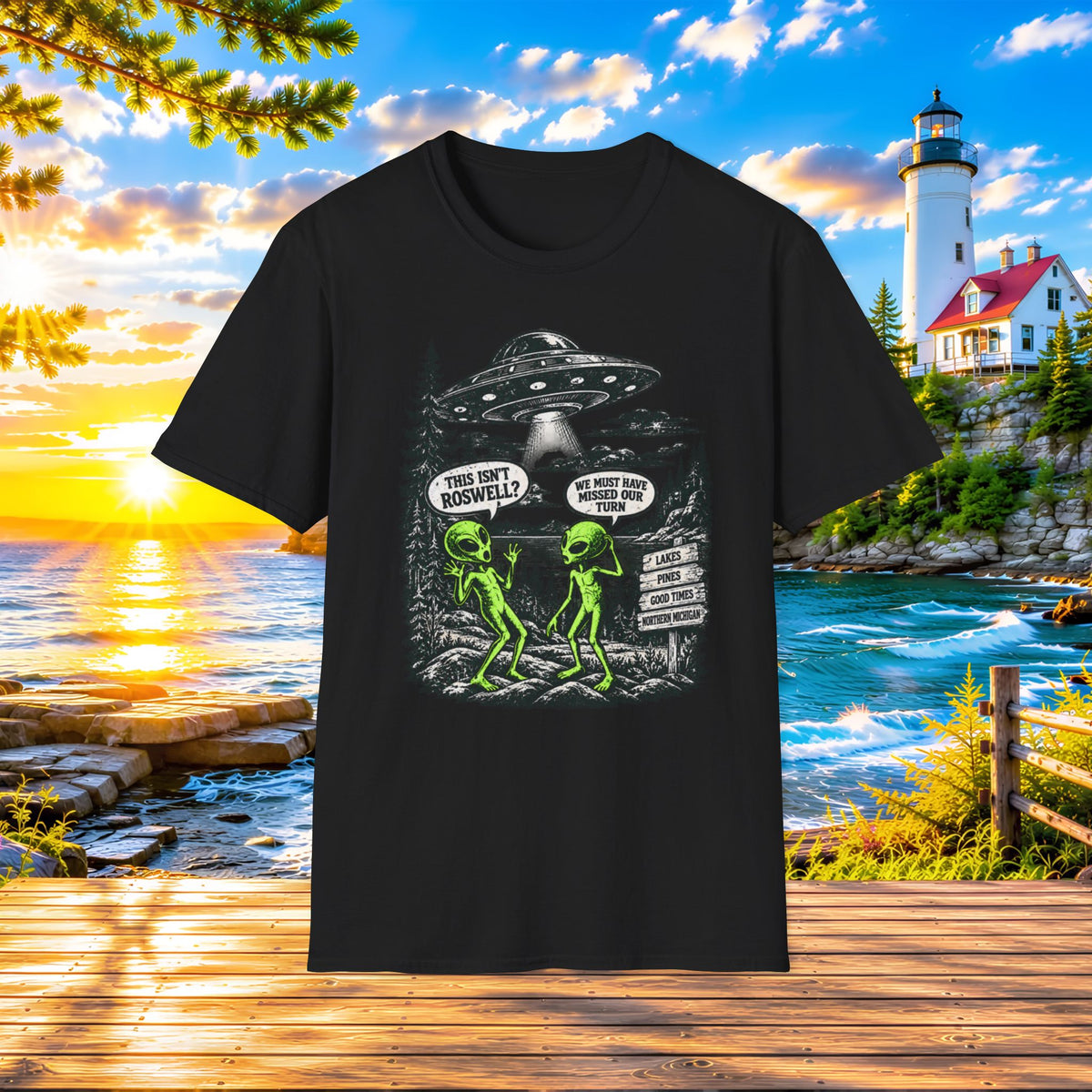 Alien Road Trip T-Shirt — "This Isn't Roswell?" Funny UFO Graphic Tee