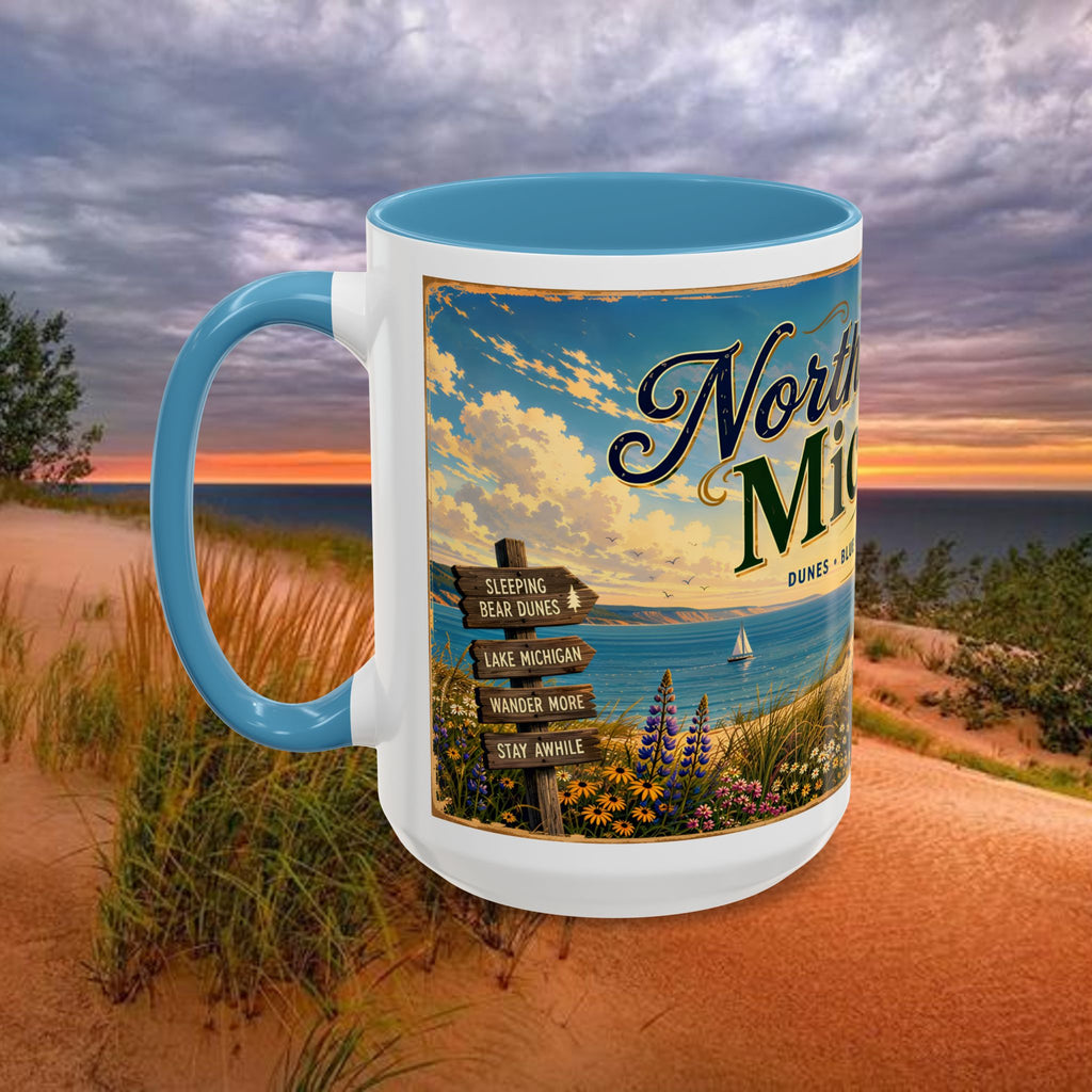 Northern Michigan Coffee Mug — Scenic Dunes Sunset Accent Mug (11/15oz)