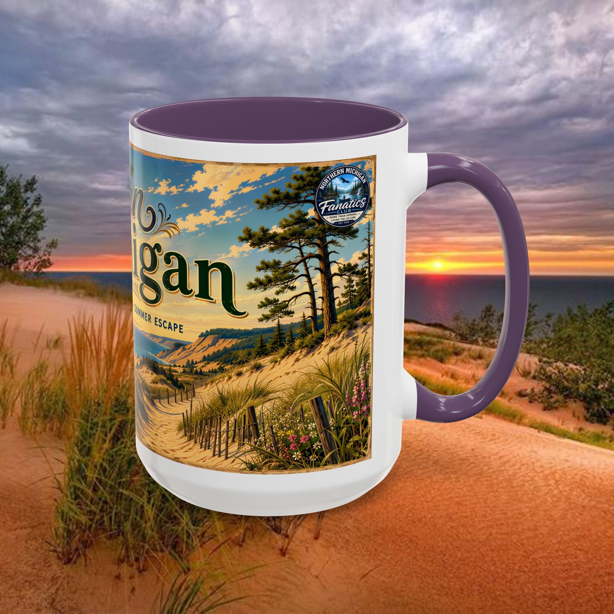 Northern Michigan Coffee Mug — Scenic Dunes Sunset Accent Mug (11/15oz)