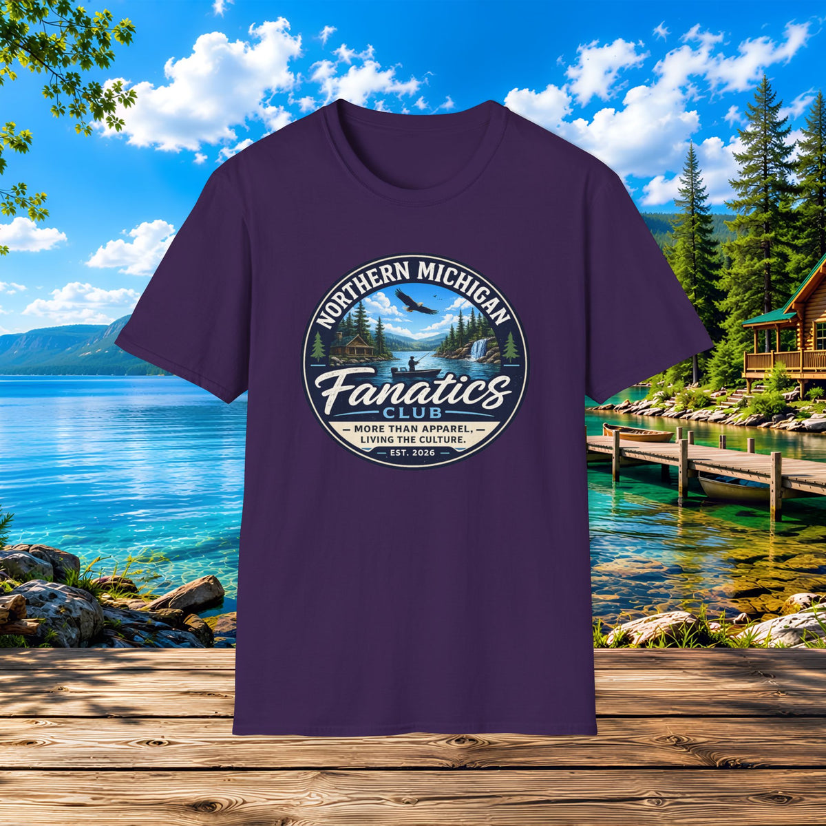 Northern Michigan Fanatics T-Shirt — Outdoor Lake & Eagle Graphic