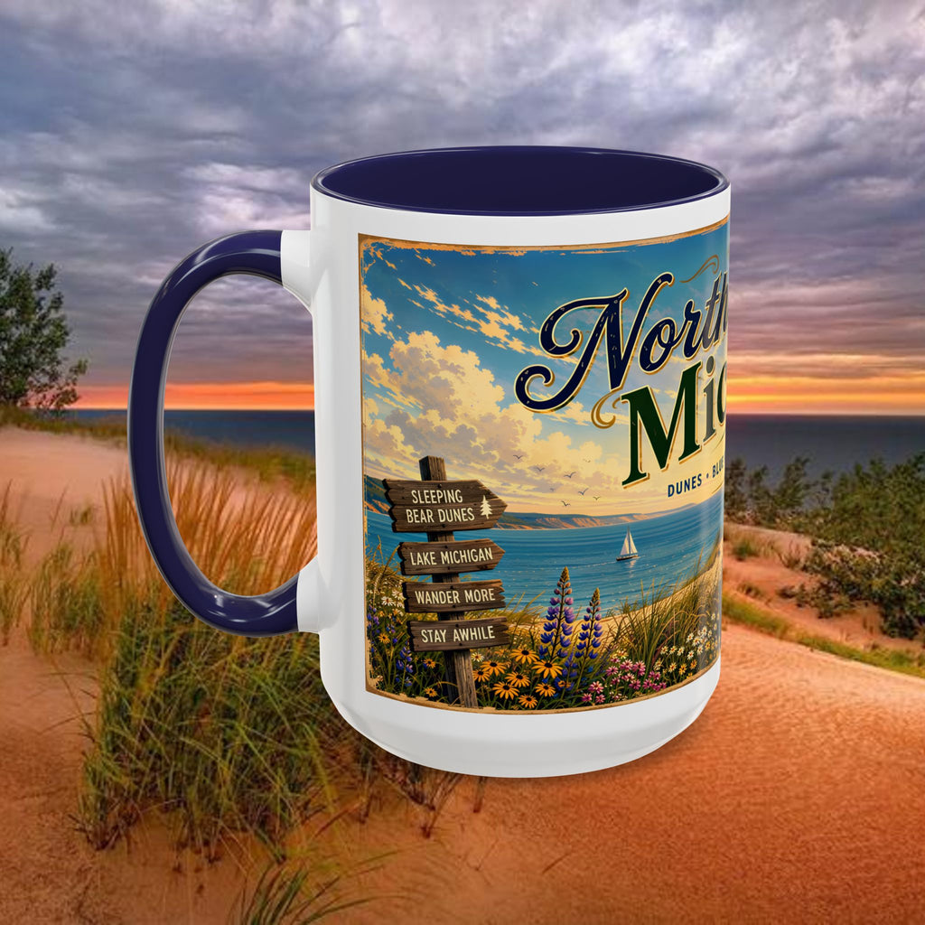 Northern Michigan Coffee Mug — Scenic Dunes Sunset Accent Mug (11/15oz)
