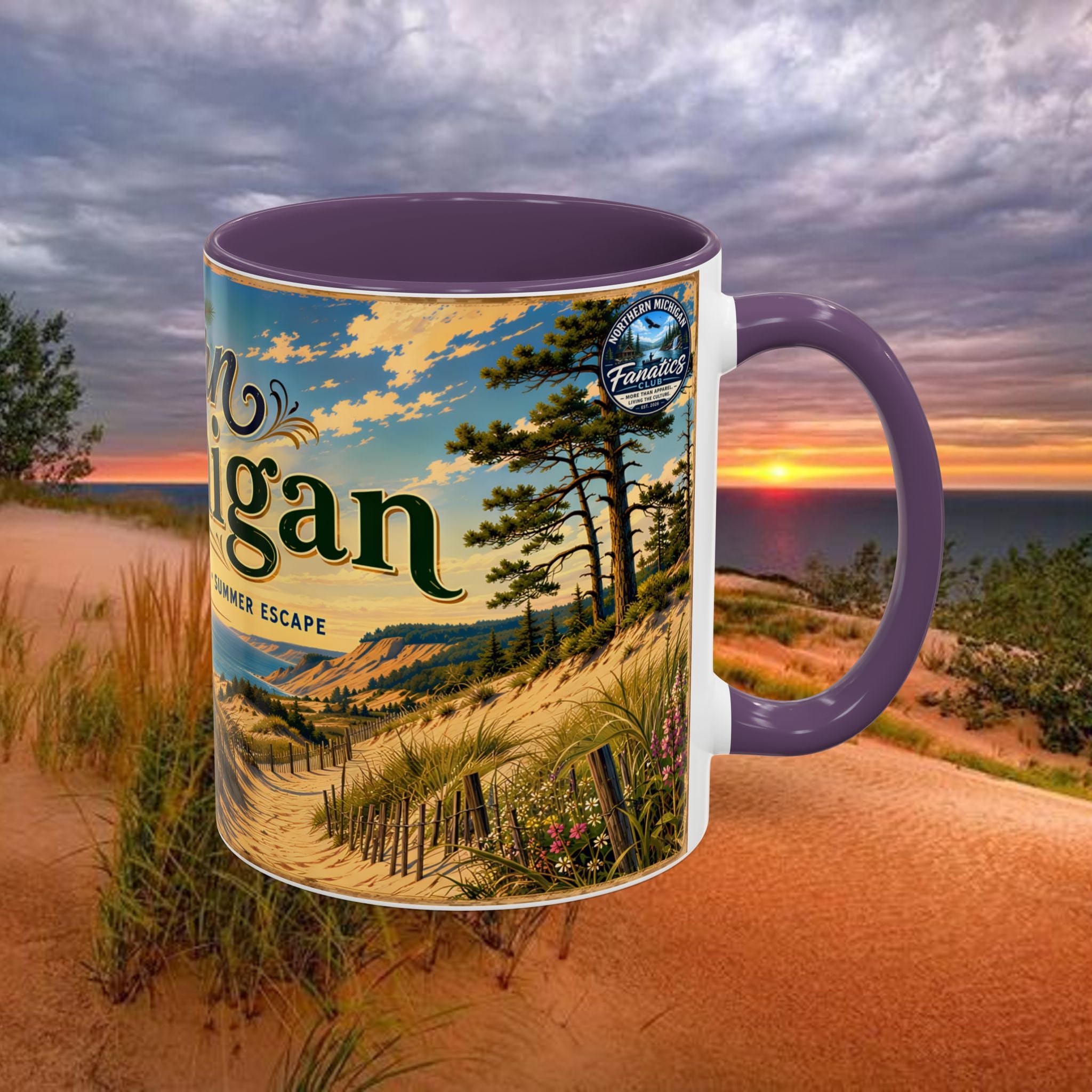 Northern Michigan Coffee Mug — Scenic Dunes Sunset Accent Mug (11/15oz)