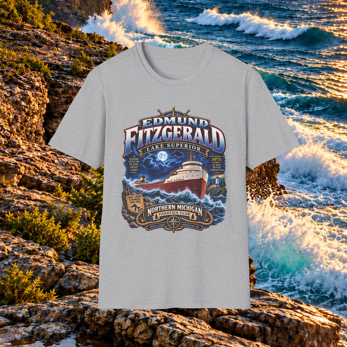 Edmund Fitzgerald Lake Superior T-Shirt — Northern Michigan Shipwreck Tribute