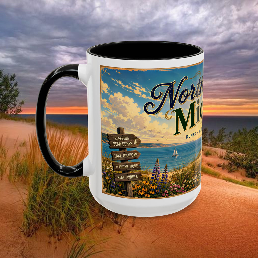 Northern Michigan Coffee Mug — Scenic Dunes Sunset Accent Mug (11/15oz)