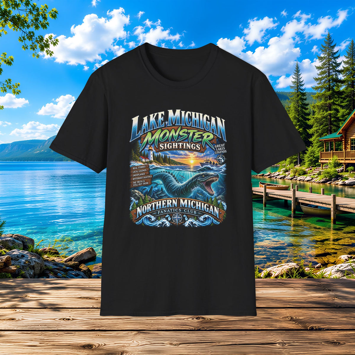 Lake Michigan Monster Sightings T-Shirt — Northern Michigan Retro Lake Tee