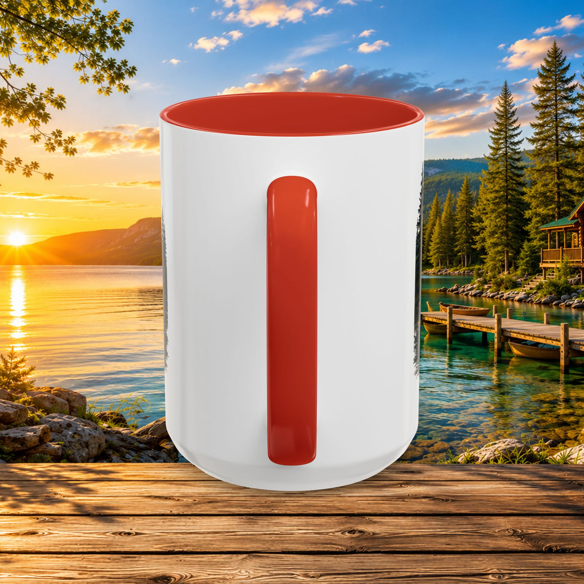 Up North Is My Happy Place Coffee Mug — Northern Michigan Scenic Accent Mug (11/15oz)