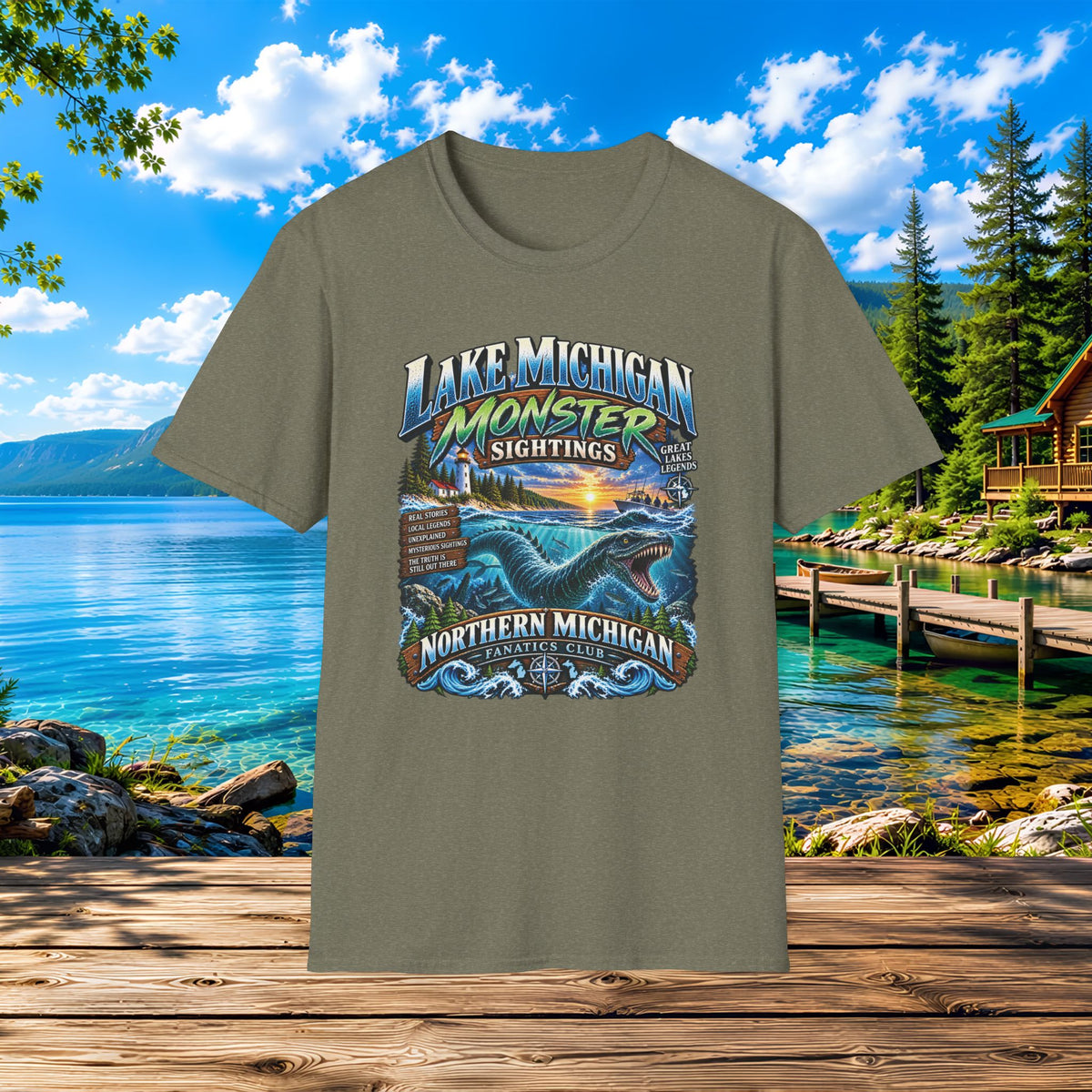 Lake Michigan Monster Sightings T-Shirt — Northern Michigan Retro Lake Tee