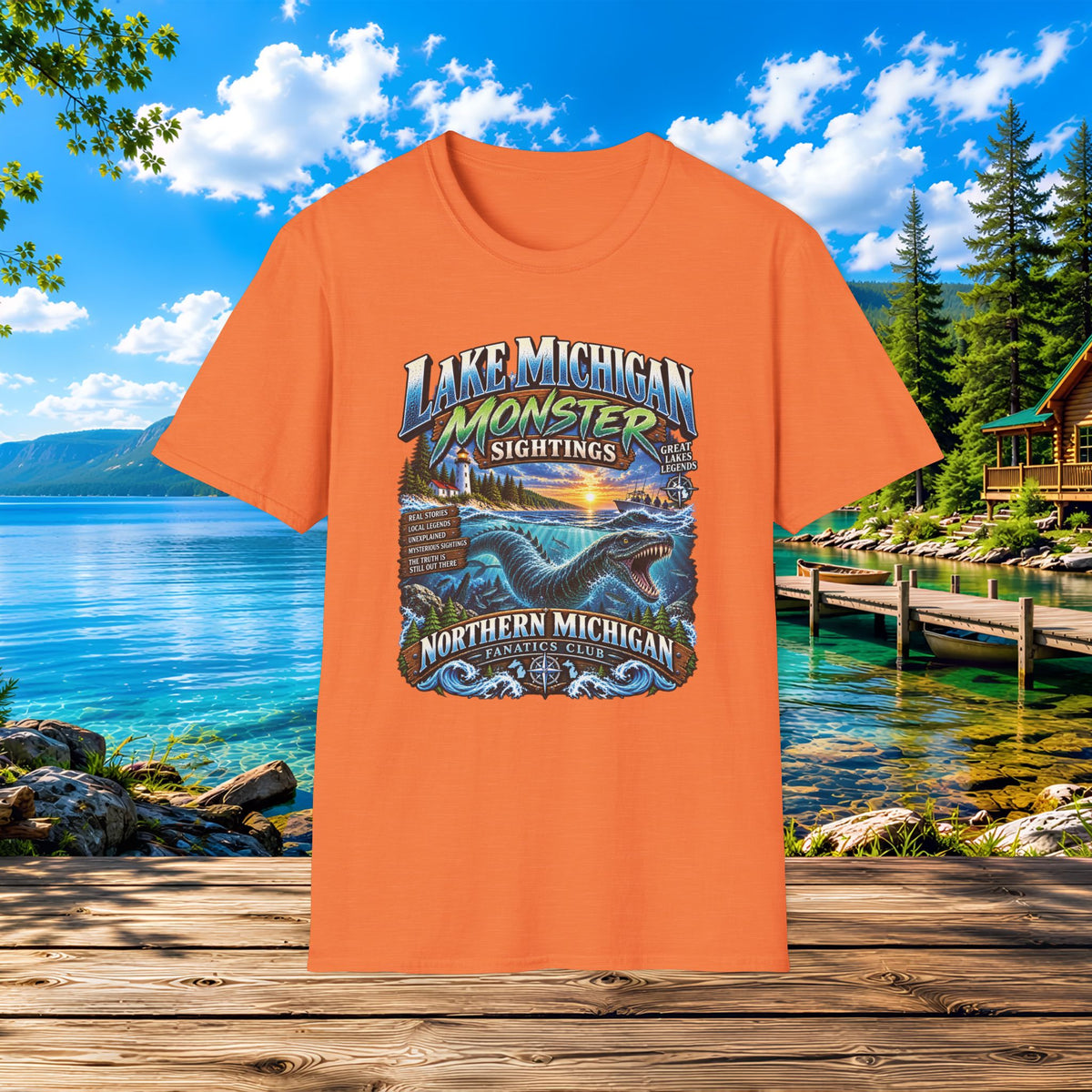 Lake Michigan Monster Sightings T-Shirt — Northern Michigan Retro Lake Tee