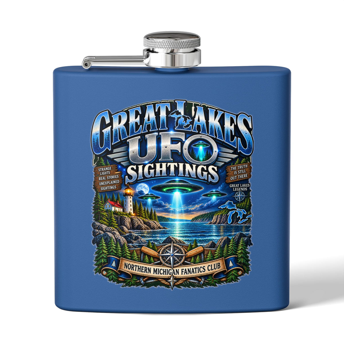 Flask — Great Lakes UFO Sightings 6oz Stainless Steel Hip Flask
