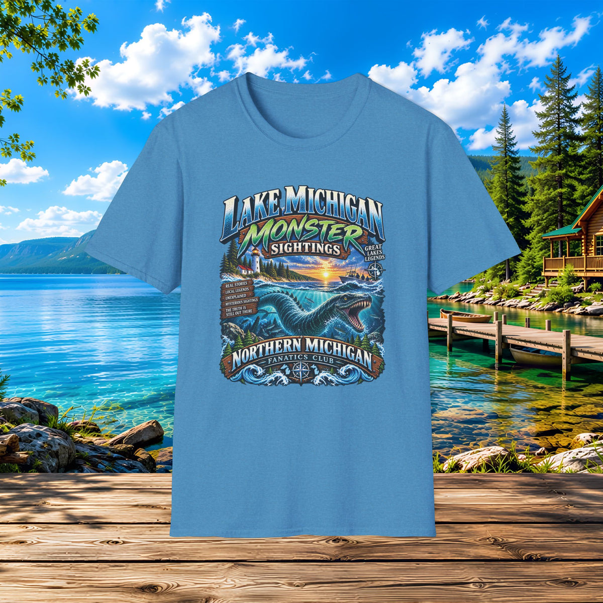 Lake Michigan Monster Sightings T-Shirt — Northern Michigan Retro Lake Tee