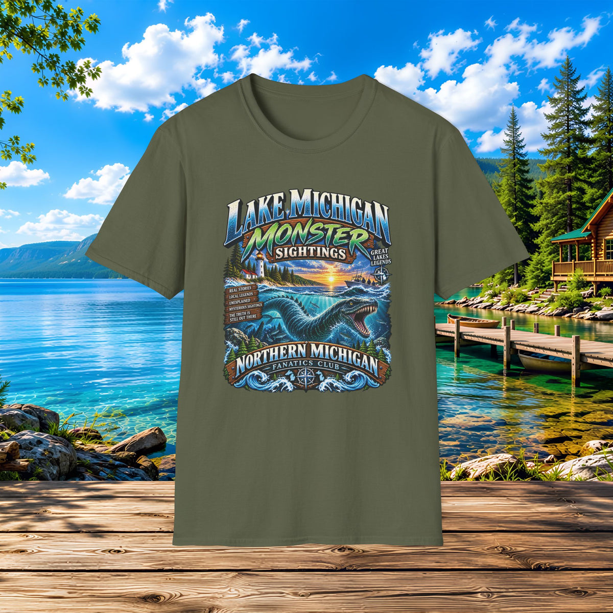 Lake Michigan Monster Sightings T-Shirt — Northern Michigan Retro Lake Tee