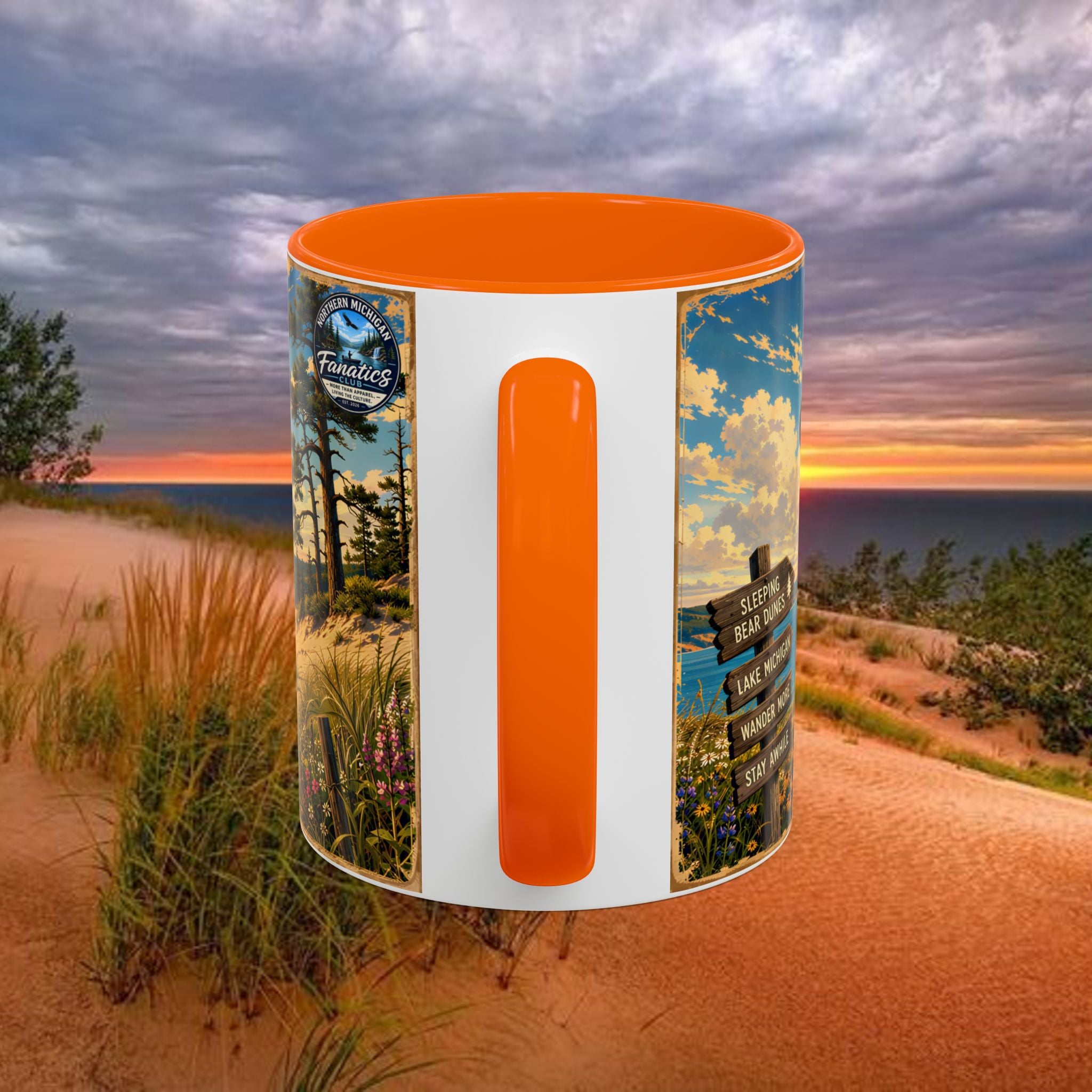 Northern Michigan Coffee Mug — Scenic Dunes Sunset Accent Mug (11/15oz)