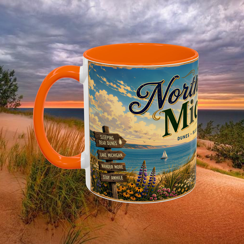 Northern Michigan Coffee Mug — Scenic Dunes Sunset Accent Mug (11/15oz)