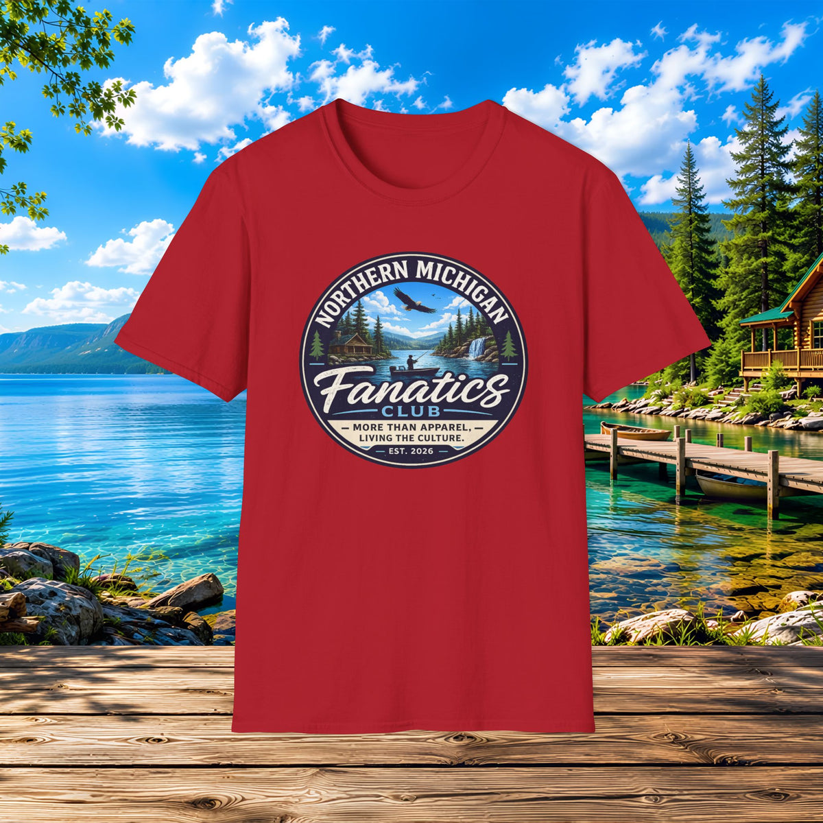 Northern Michigan Fanatics T-Shirt — Outdoor Lake & Eagle Graphic