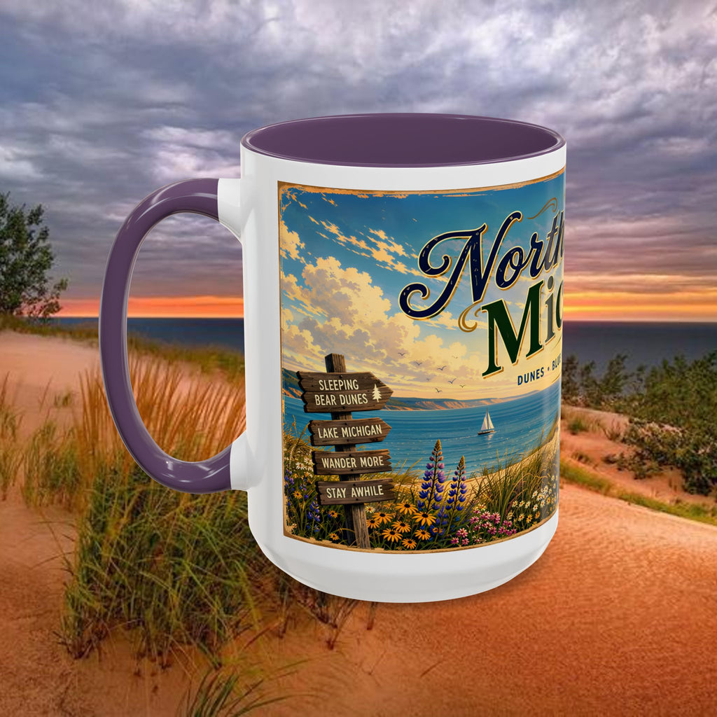 Northern Michigan Coffee Mug — Scenic Dunes Sunset Accent Mug (11/15oz)