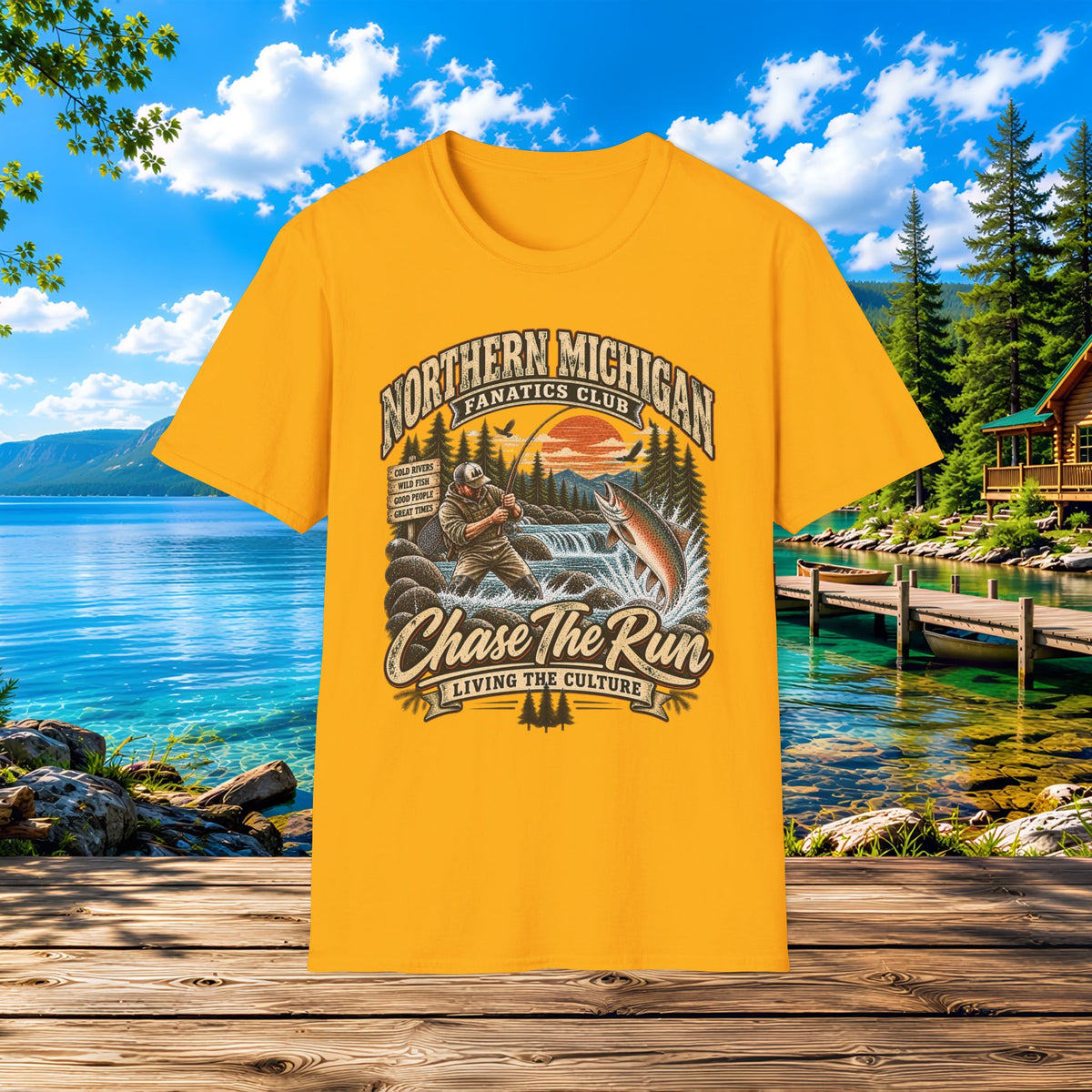 Northern Michigan Fishing T-Shirt — "Chase The Run" Outdoor Angler Tee