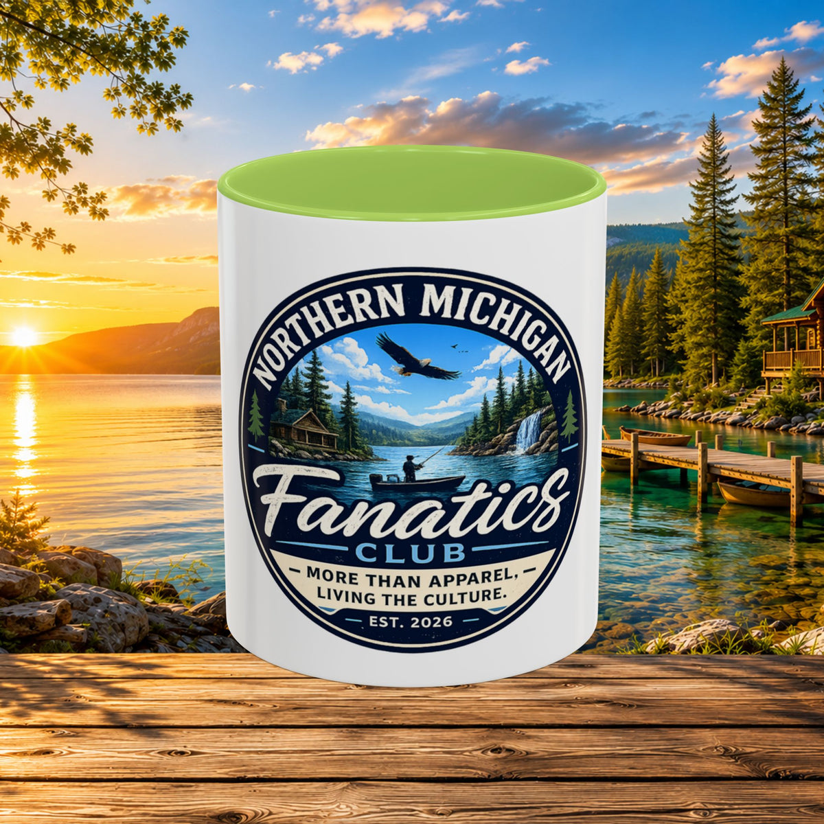 Northern Michigan Fanatics Club Coffee Mug – Scenic Lake Cabin Design (11/15oz)